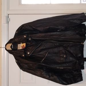 Black genuine leather motorcycle jacket. XX large